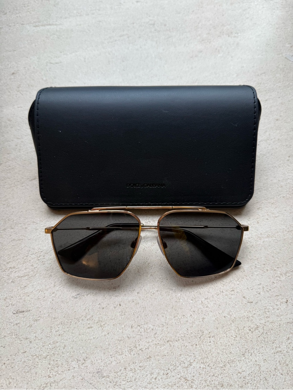 NWOT Dolce & Gabbana Stefano DG2303 Black Gold Sunglasses Aviators Eyewear Pilot - Picture 4 of 9